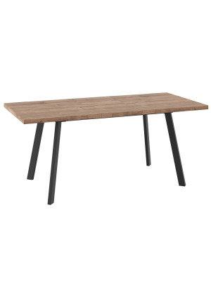 Кухонный стол MamaDoma Borg-140 дуб Веллингтон/чёрный в раздвижном виде