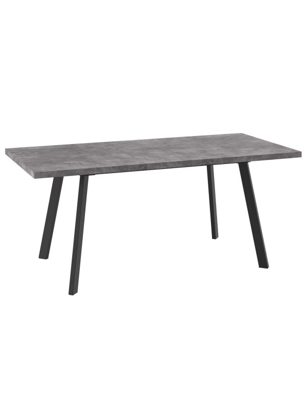 Кухонный стол MamaDoma Borg-140 дымчатая керамика/чёрный в раздвижном виде