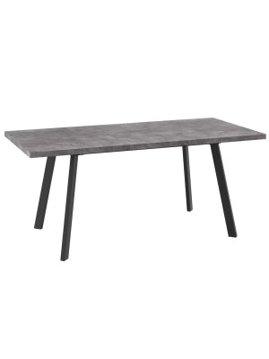 Кухонный стол MamaDoma Borg-140 дымчатая керамика/чёрный в раздвижном виде