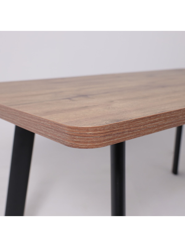 Кухонный стол MamaDoma Leon Lux Radial-160 дуб Веллингтон/чёрный вблизи