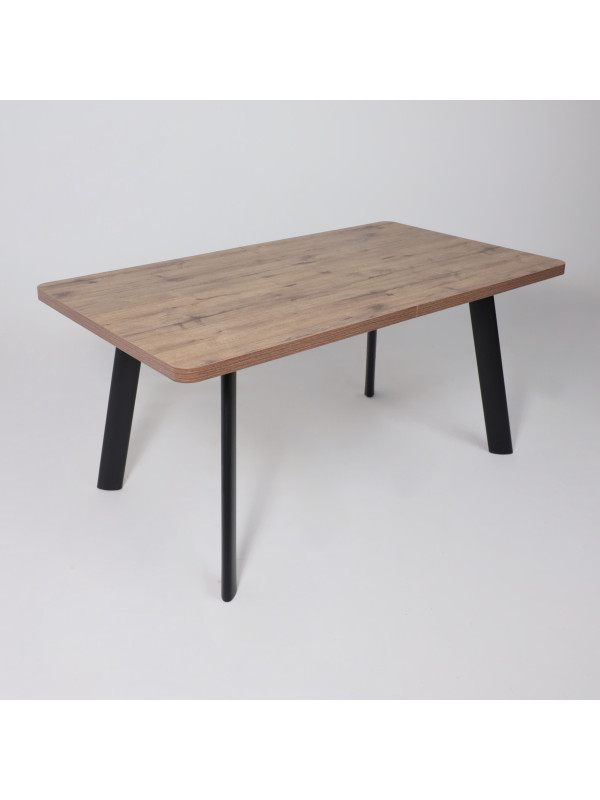 Кухонный стол MamaDoma Leon Lux Radial-160 дуб Веллингтон/чёрный сверху