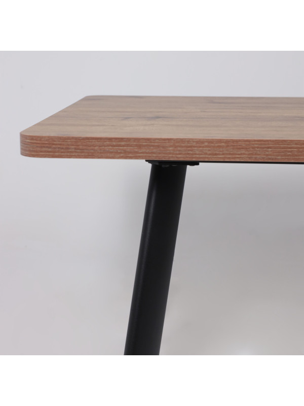 Кухонный стол MamaDoma Leon Lux Radial-160 дуб Веллингтон/чёрный сбоку