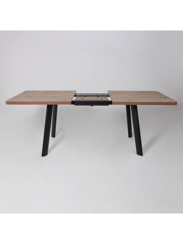 Кухонный стол MamaDoma Leon Lux Radial-160 дуб Веллингтон/чёрный раздвижной механизм (2)