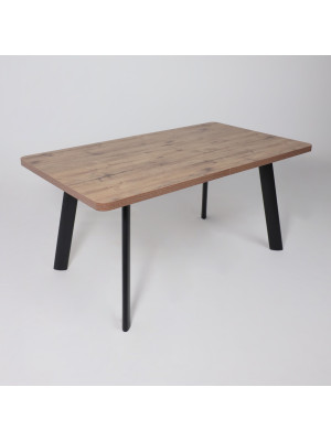 Кухонный стол MamaDoma Leon Lux Radial-160 дуб Веллингтон/чёрный сверху