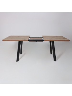 Кухонный стол MamaDoma Leon Lux Radial-160 дуб Веллингтон/чёрный раздвижной механизм (2)