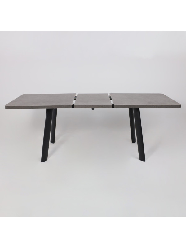 Кухонный стол MamaDoma Leon Lux Radial-160 дымчатая керамика/чёрный раздвижной механизм (3)