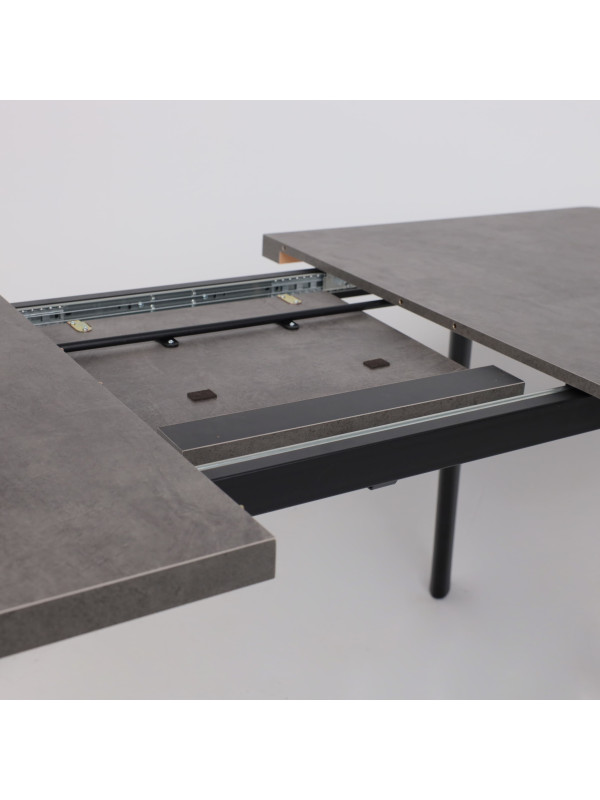 Кухонный стол MamaDoma Leon Lux Radial-160 дымчатая керамика/чёрный раздвижной механизм