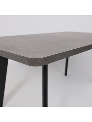 Кухонный стол MamaDoma Leon Lux Radial-160 дымчатая керамика/чёрный под углом