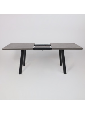 Кухонный стол MamaDoma Leon Lux Radial-160 дымчатая керамика/чёрный раздвижной механизм (2)