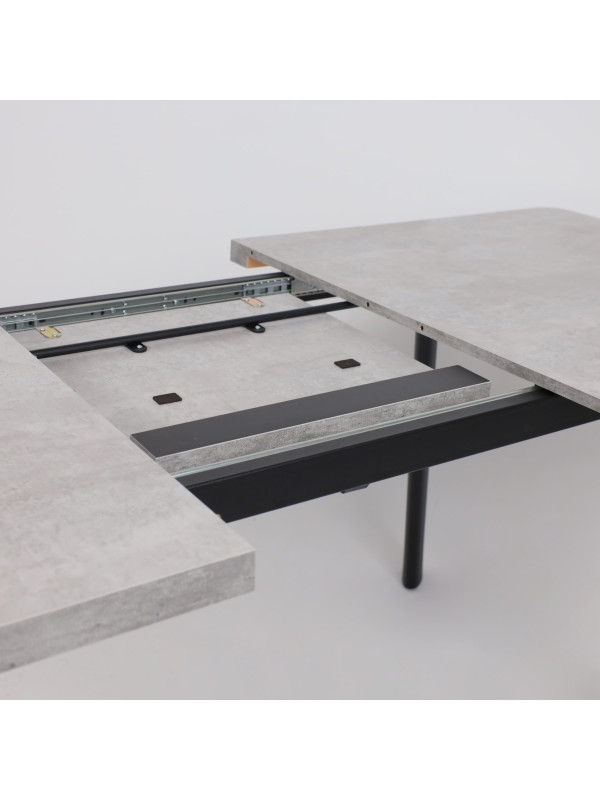 Кухонный стол MamaDoma Leon Lux Radial-160 серый сланец/чёрный раздвижной механизм