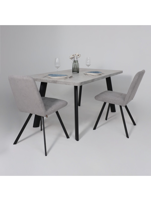 Кухонный стол MamaDoma Leon Lux Radial-160 серый сланец/чёрный в интерьере