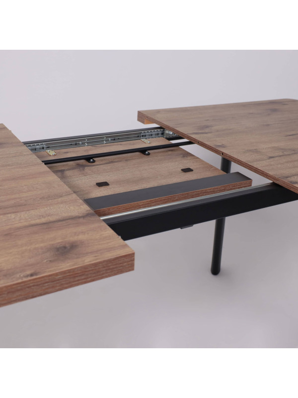 Кухонный стол MamaDoma Leon Lux Radial-180 дуб Веллингтон/чёрный раздвижной механизм