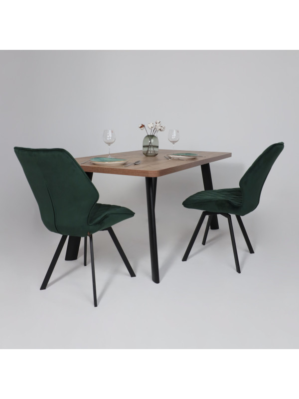 Кухонный стол MamaDoma Leon Lux Radial-180 дуб Веллингтон/чёрный в интерьере