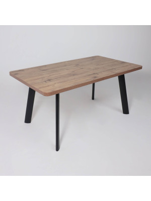 Кухонный стол MamaDoma Leon Lux Radial-180 дуб Веллингтон/чёрный сверху