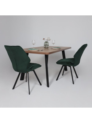 Кухонный стол MamaDoma Leon Lux Radial-180 дуб Веллингтон/чёрный в интерьере