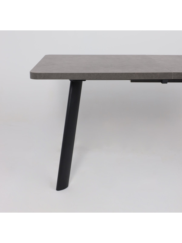 Кухонный стол MamaDoma Leon Lux Radial-180 дымчатая керамика/чёрный спереди