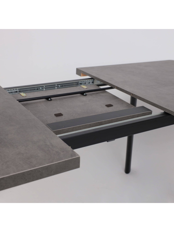 Кухонный стол MamaDoma Leon Lux Radial-180 дымчатая керамика/чёрный раздвижной механизм