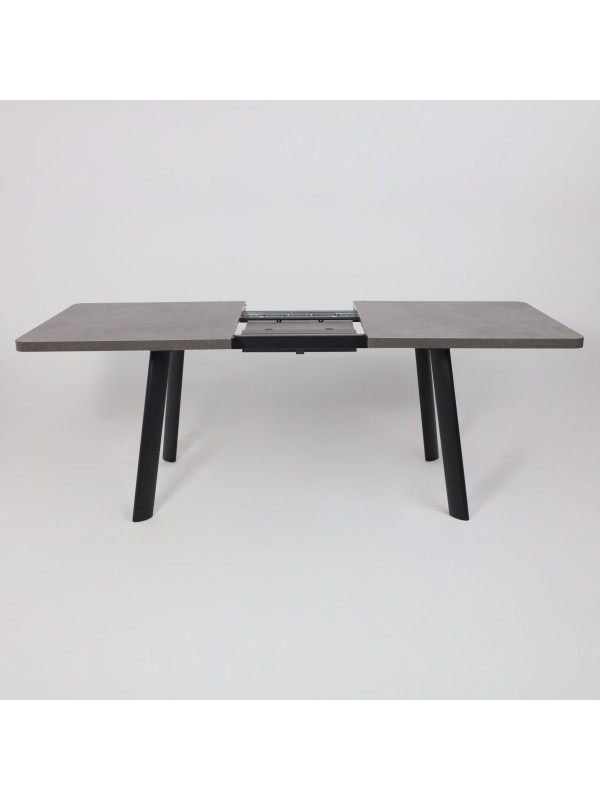 Кухонный стол MamaDoma Leon Lux Radial-180 дымчатая керамика/чёрный раздвижной механизм (2)