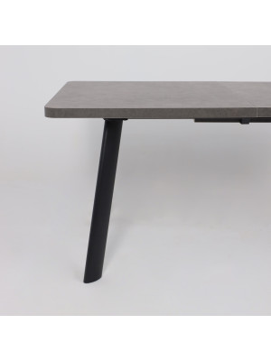 Кухонный стол MamaDoma Leon Lux Radial-180 дымчатая керамика/чёрный спереди