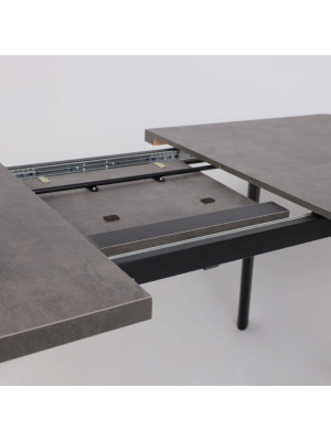 Кухонный стол MamaDoma Leon Lux Radial-180 дымчатая керамика/чёрный раздвижной механизм