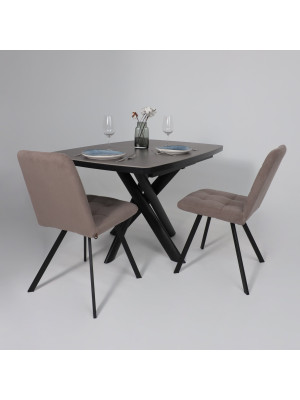 Кухонный стол MamaDoma Leonel-130 Indigo Grey ST Cer/черный в интерьере