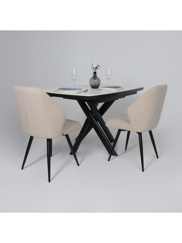 Кухонный стол MamaDoma Leonel-130 Calakatta ST Cer/черный в интерьере