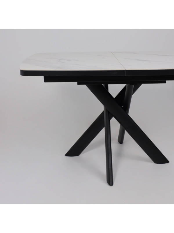 Кухонный стол MamaDoma Leonel-130 Calakatta ST Cer/черный спереди