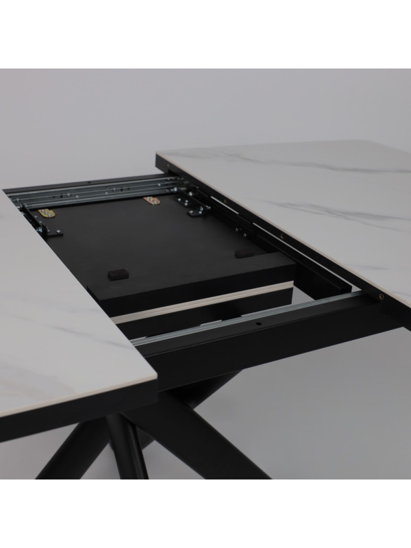 Кухонный стол MamaDoma Leonel-130 Calakatta ST Cer/черный раздвижной механизм