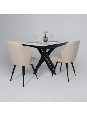 Кухонный стол MamaDoma Leonel-130 Calakatta ST Cer/черный в интерьере