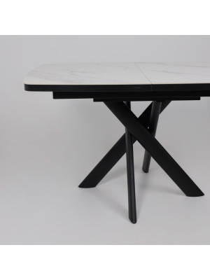 Кухонный стол MamaDoma Leonel-130 Calakatta ST Cer/черный спереди