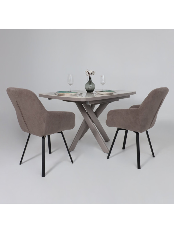 Кухонный стол MamaDoma Leonel-130 Pandora Gloss ST Cer/капучино в интерьере