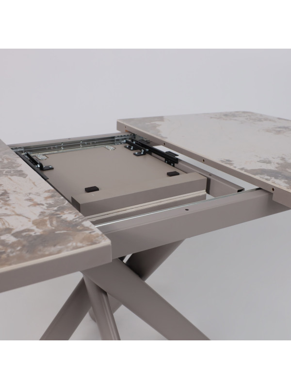 Кухонный стол MamaDoma Leonel-130 Pandora Gloss ST Cer/капучино раздвижной механизм