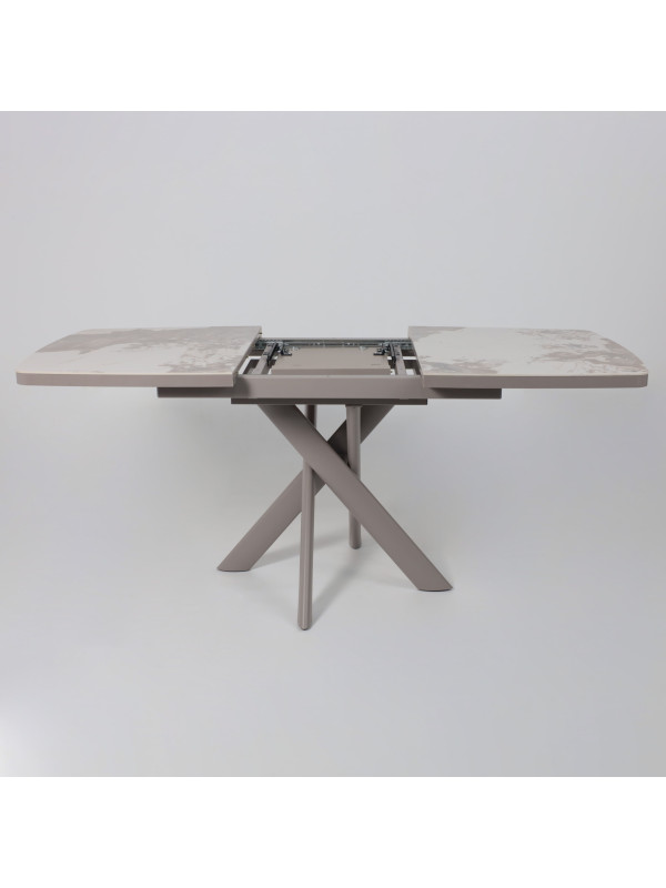 Кухонный стол MamaDoma Leonel-130 Pandora Gloss ST Cer/капучино раздвижной механизм (2)