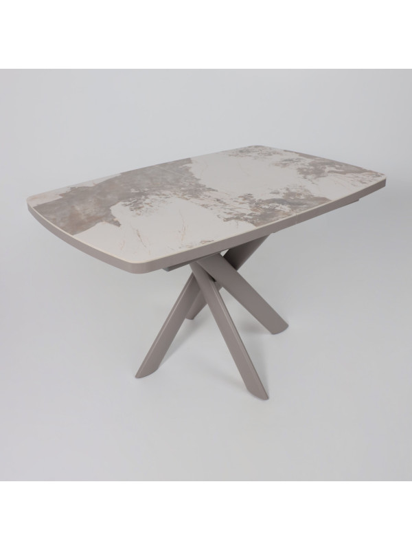 Кухонный стол MamaDoma Leonel-130 Pandora Gloss ST Cer/капучино сверху