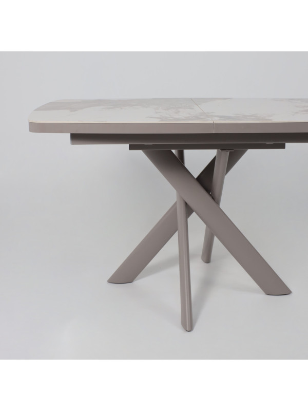 Кухонный стол MamaDoma Leonel-130 Pandora Gloss ST Cer/капучино спереди