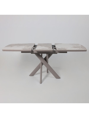 Кухонный стол MamaDoma Leonel-130 Pandora Gloss ST Cer/капучино раздвижной механизм (3)