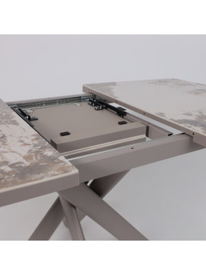 Кухонный стол MamaDoma Leonel-130 Pandora Gloss ST Cer/капучино раздвижной механизм