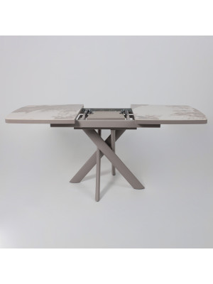 Кухонный стол MamaDoma Leonel-130 Pandora Gloss ST Cer/капучино раздвижной механизм (2)