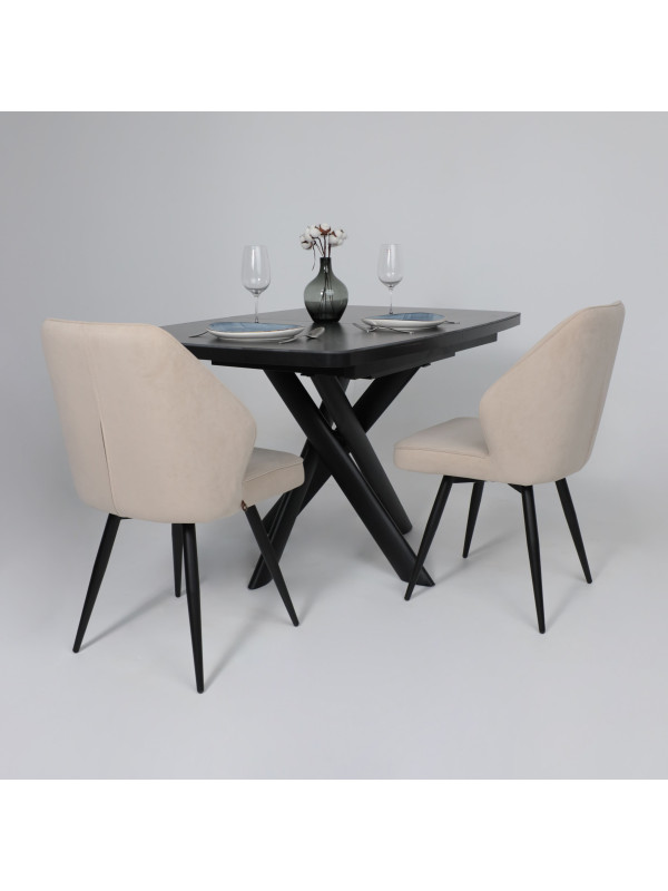 Кухонный стол MamaDoma Leonel-130 Stone Black ST Cer/черный в интерьере