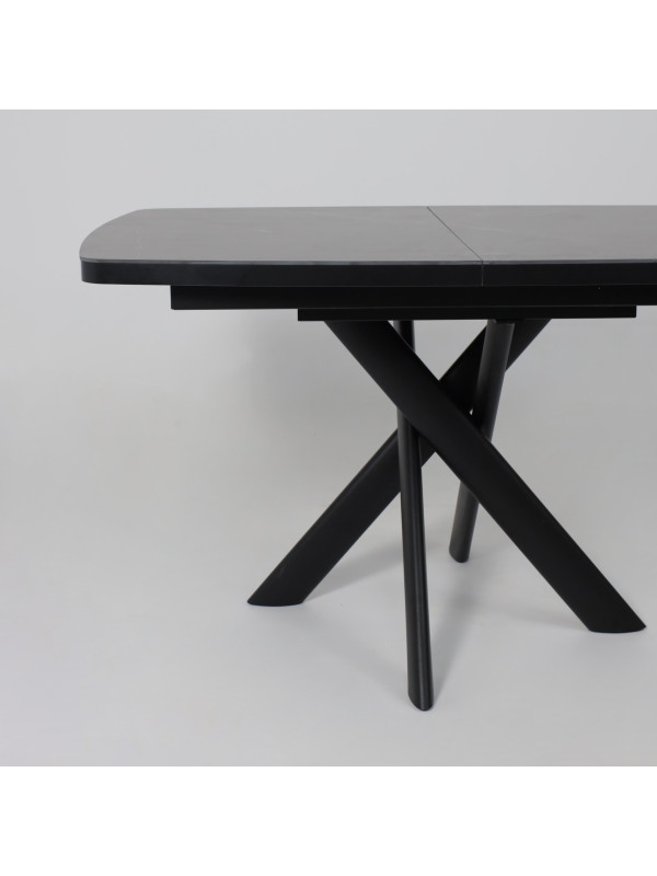 Кухонный стол MamaDoma Leonel-130 Stone Black ST Cer/черный спереди