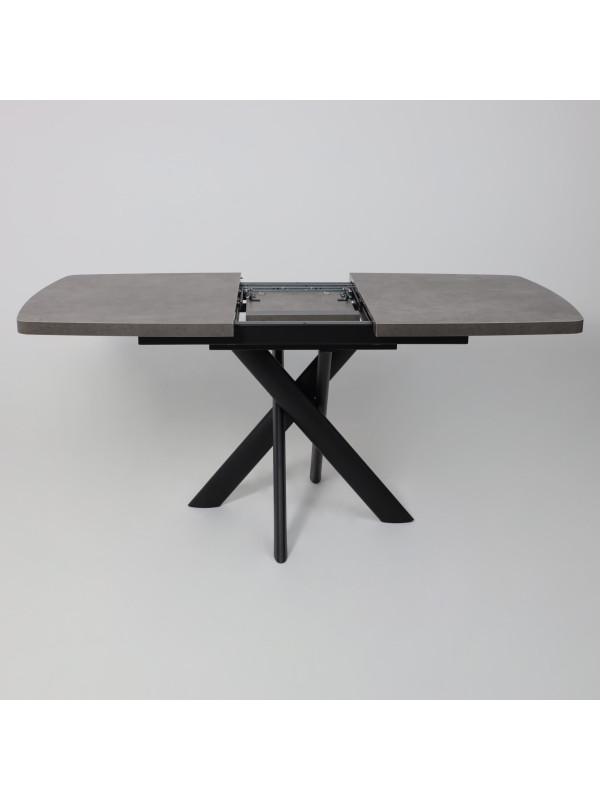 Кухонный стол MamaDoma Leonel-130 дымчатая керамика/черный раздвижной механизм (2)