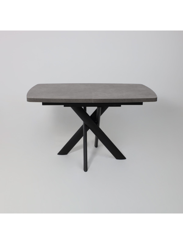 Кухонный стол MamaDoma Leonel-130 дымчатая керамика/черный раздвижной механизм (