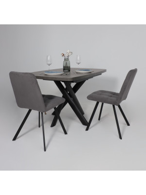 Кухонный стол MamaDoma Leonel-130 дымчатая керамика/черный в интерьере