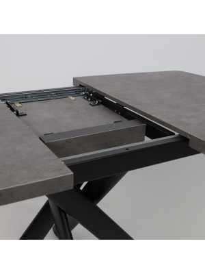 Кухонный стол MamaDoma Leonel-130 дымчатая керамика/черный раздвижной механизм