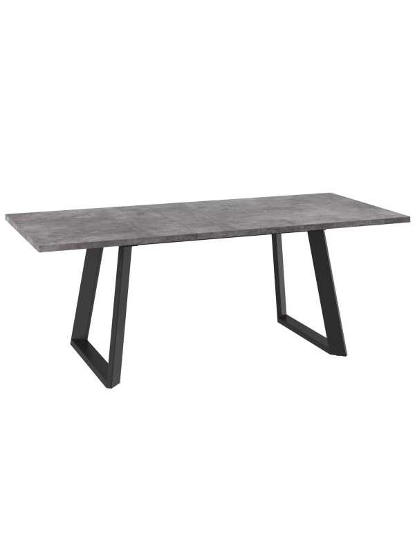 Кухонный стол MamaDoma Loft Lux-160 дымчатая керамика/чёрный в раздвижном виде