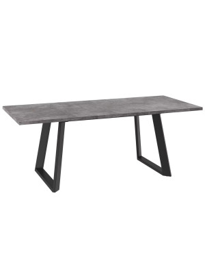 Кухонный стол MamaDoma Loft Lux-160 дымчатая керамика/чёрный в раздвижном виде