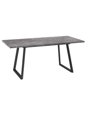 Кухонный стол MamaDoma Loft-140 дымчатая керамика/чёрный в раздвижном виде