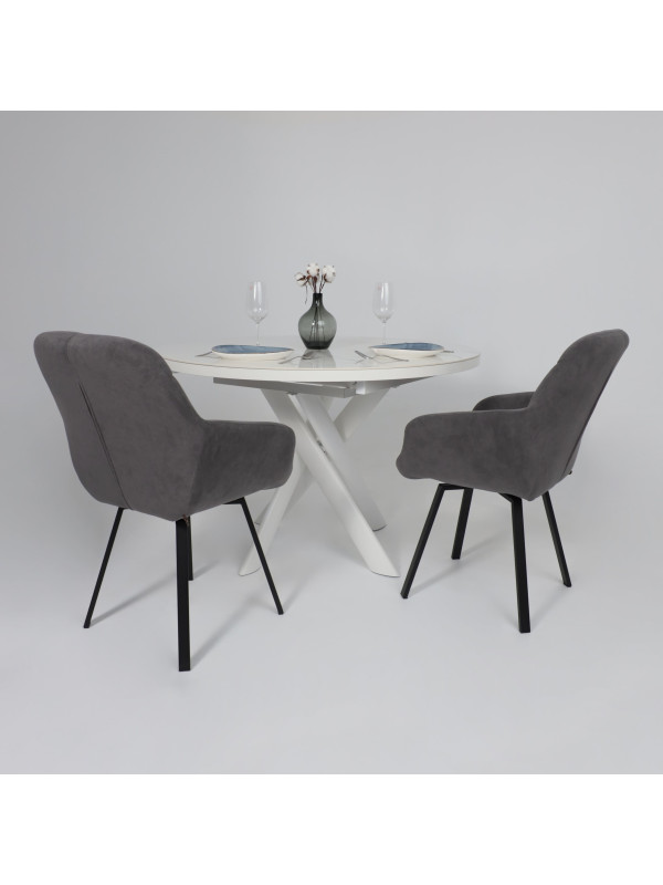 Кухонный стол MamaDoma Ronaldo-120 Patagonoa Bianco Gloss Premium Cer/белый в интерьере