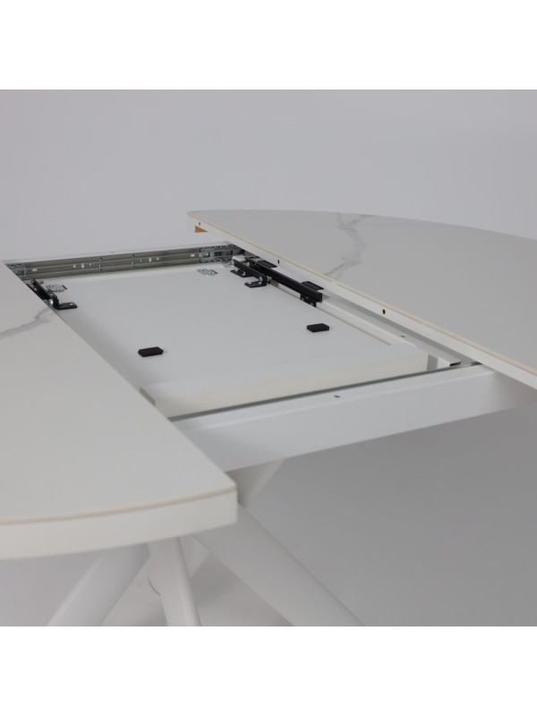 Кухонный стол MamaDoma Ronaldo-120 Patagonoa Bianco Gloss Premium Cer/белый раздвижной механизм