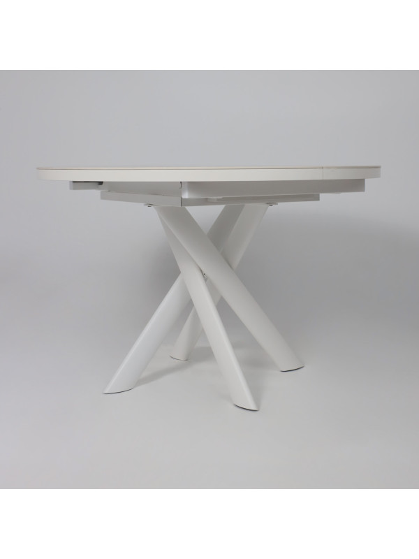 Кухонный стол MamaDoma Ronaldo-120 Patagonoa Bianco Gloss Premium Cer/белый сбоку